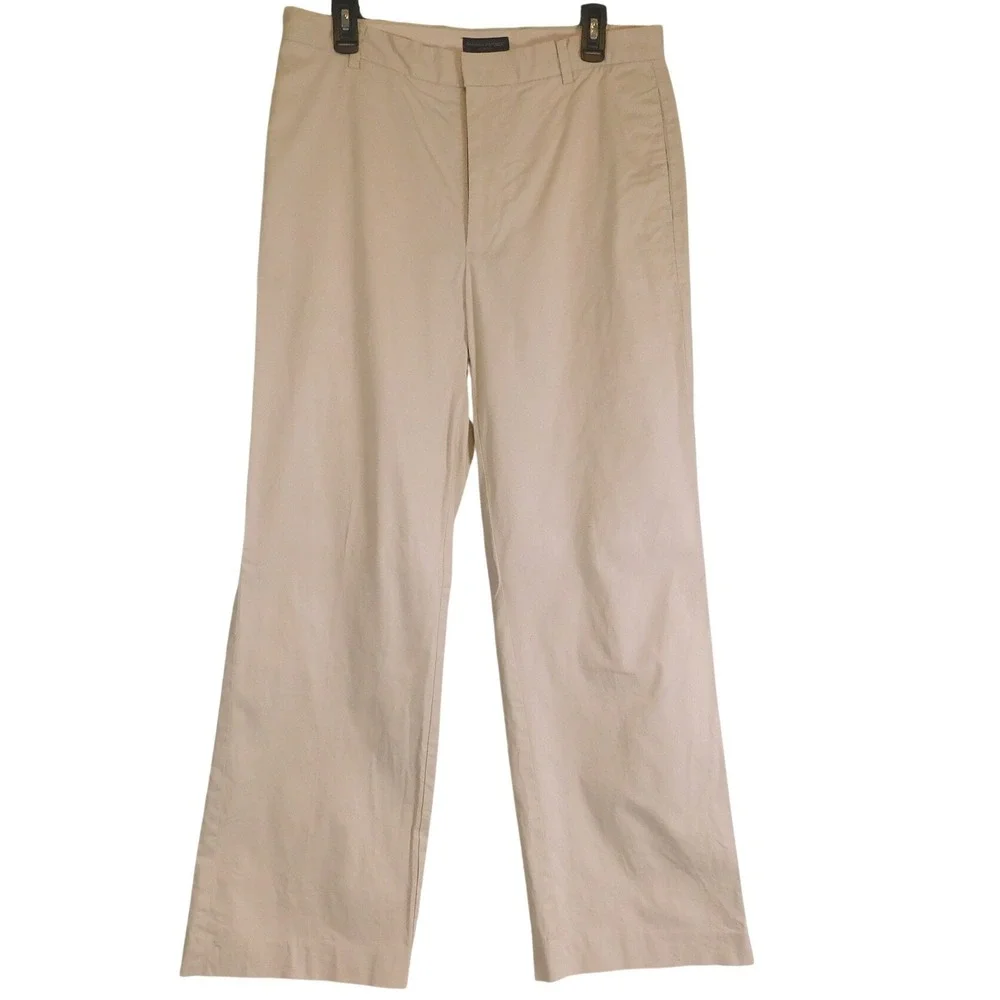 Banana Republic Stretch Chino Pants Mens 34R Khaki Tan Straight Leg Cotton Lycra